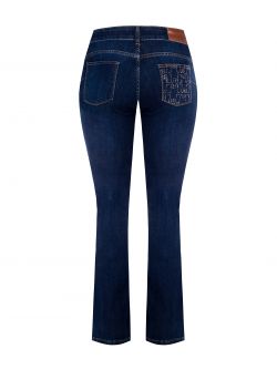 Curvy flared jeans with rhinestone pocket  Rinascimento