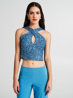 Top crop cache-cœur à paillettes  Rinascimento