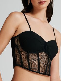 Bustier Top with Lace Inserts  Rinascimento