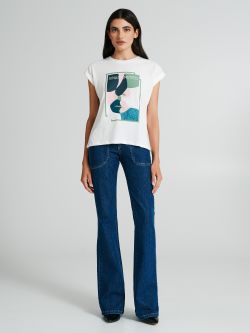 Abstract print cotton t-shirt  Rinascimento