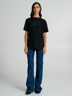 Faux leather t-shirt with logo  Rinascimento