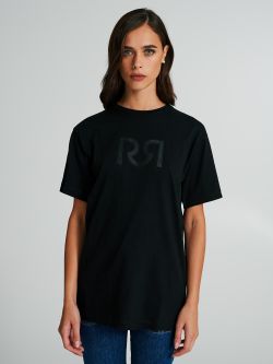 Faux leather t-shirt with logo  Rinascimento
