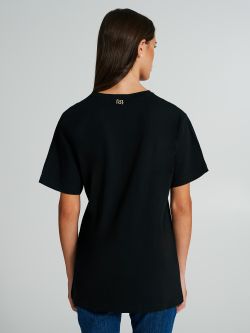 Faux leather t-shirt with logo  Rinascimento