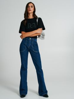 Faux leather t-shirt with logo  Rinascimento