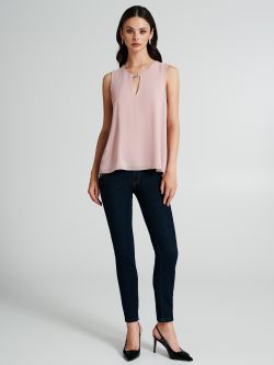 Blusa in georgette con bottone gioiello   Rinascimento