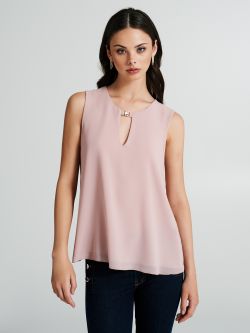 Blusa in georgette con bottone gioiello   Rinascimento