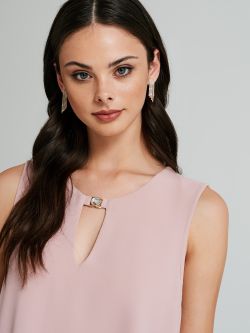 Blusa in georgette con bottone gioiello   Rinascimento