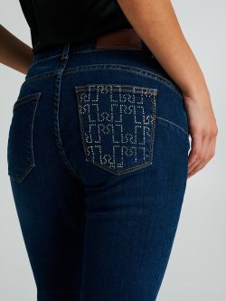 Flared jeans with rhinestone pocket  Rinascimento