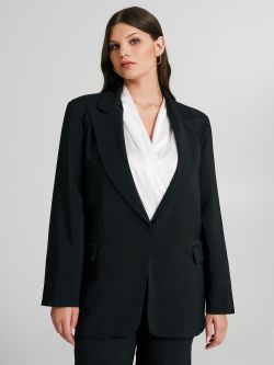 Curvy One-Button Jacket in Technical Fabric   Rinascimento