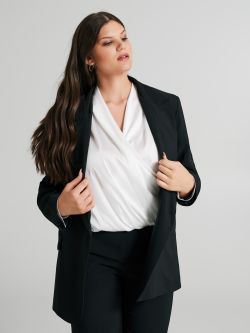 Curvy One-Button Jacket in Technical Fabric   Rinascimento