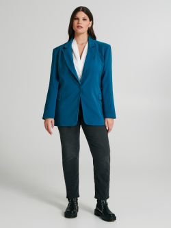 Curvy One-Button Jacket in Technical Fabric   Rinascimento