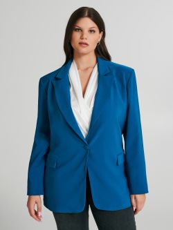 Curvy One-Button Jacket in Technical Fabric   Rinascimento