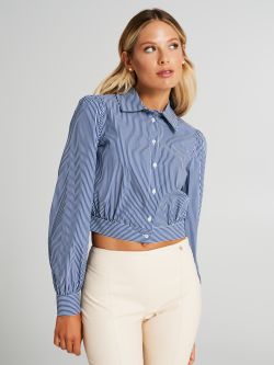 Cropped slim-fit striped shirt   Rinascimento