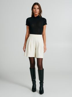 Cashmere-blend short-sleeved turtleneck top  Rinascimento