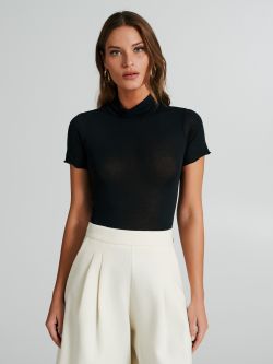 Cashmere-blend short-sleeved turtleneck top  Rinascimento