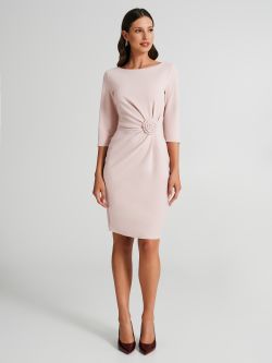 Abito tubino con rosa in Scuba Crèpe  Rinascimento