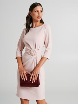 Abito tubino con rosa in Scuba Crèpe  Rinascimento