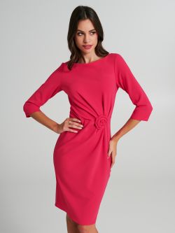 Scuba crepe sheath dress with rose  Rinascimento