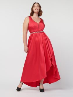 Abito Curvy in raso con spacco asimmetrico   Rinascimento