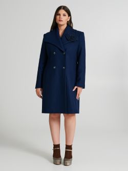 Cappotto Curvy misto lana con spilla  Rinascimento