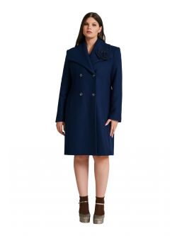 Cappotto Curvy misto lana con spilla  Rinascimento