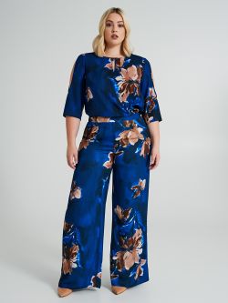 Pantaloni Curvy a palazzo con fantasia floreale   Rinascimento