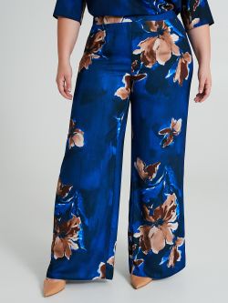 Pantaloni Curvy a palazzo con fantasia floreale   Rinascimento
