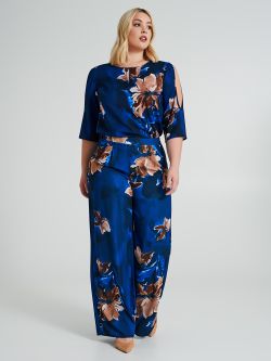 Pantaloni Curvy a palazzo con fantasia floreale   Rinascimento