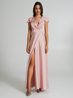 Long satin dress with ruffles  Rinascimento