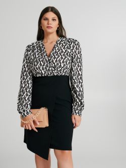 Abito tubino Curvy motivo geometrico   Rinascimento