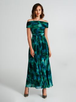 Abstract-print off-the-shoulder dress  Rinascimento