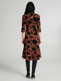 Kleid mit Tellerrock und Kontrast-Blumenmuster  Rinascimento