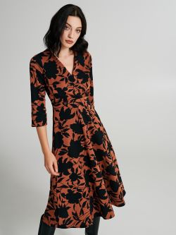 Kleid mit Tellerrock und Kontrast-Blumenmuster  Rinascimento