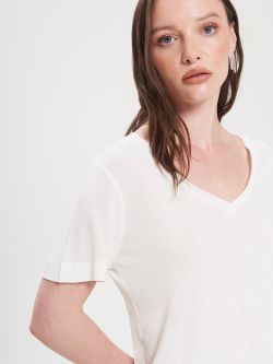 Camiseta amplia blanco crema 100 % viscosa ECOVERO®   Rinascimento