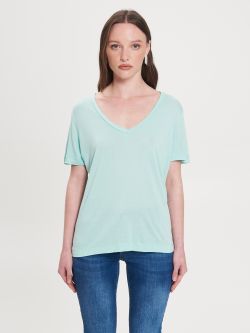 Aqua green relaxed-fit T-shirt in 100% ECOVERO® viscose   Rinascimento