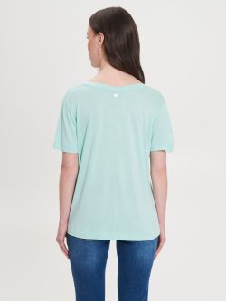 Aqua green relaxed-fit T-shirt in 100% ECOVERO® viscose   Rinascimento
