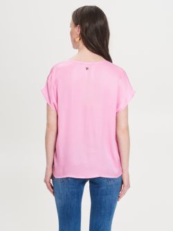 T-Shirt aus 100 % ECOVERO®-Viskose-Satin in Rosa  Rinascimento