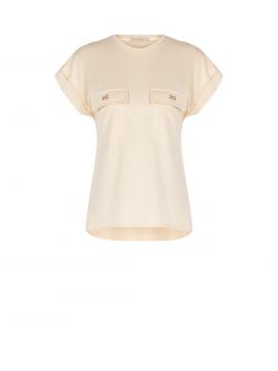 T-Shirt mit Taschen in Beige aus 100 % Baumwolle  Rinascimento