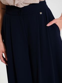 Navy Blue Cropped Floaty Trousers   Rinascimento