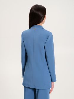 Long open jacket in avio blue technical fabric  Rinascimento