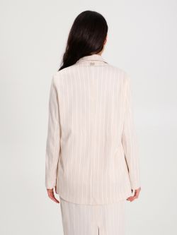 Beige Pinstripe Jacket in Cotton  Rinascimento