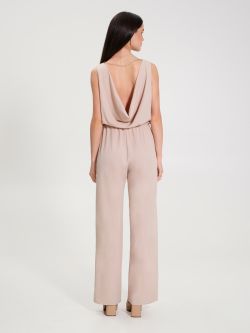 Beige Palazzo Jumpsuit with Crystals  Rinascimento