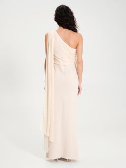 Long One-shoulder Dress with Brooch   Rinascimento