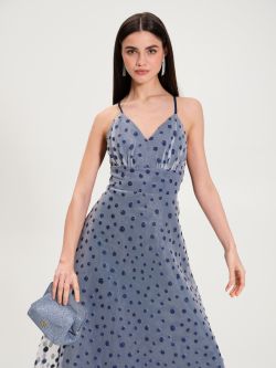 Kleid aus Organza mit Punkten in Blau  Rinascimento