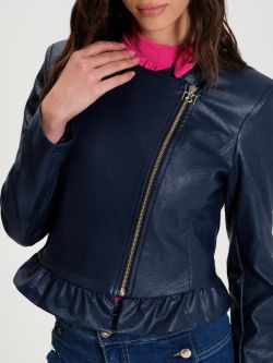 Faux-Leather Jacket with Ruffles   Rinascimento