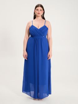 Curvy Georgette Empire-Waist Dress in China Blue  Rinascimento