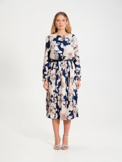 Pleated Dress with Floral Print   Rinascimento