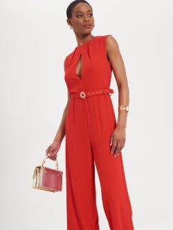 Red Drop Jumpsuit with Belt   Rinascimento