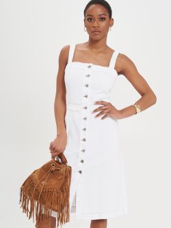 Denim Dress with White Buttons   Rinascimento