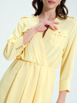 Robe chemise utilitaire jaune clair   Rinascimento